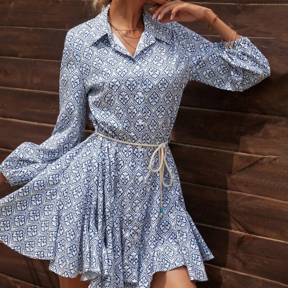 Printed Belt Dress